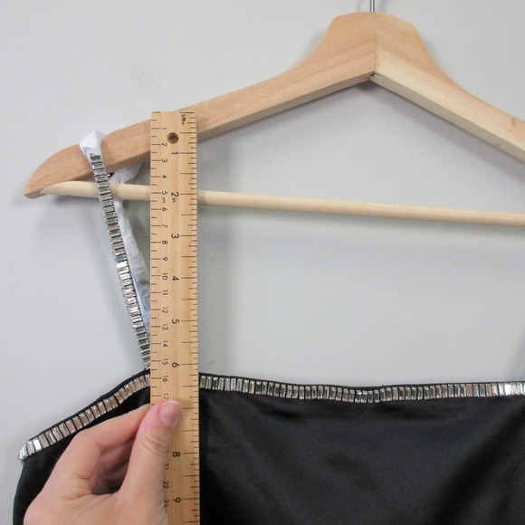 Abercrombie & Fitch Satin Slip Dress XS Black Mini Beaded Going Out Party 352 - Picture 11 of 12